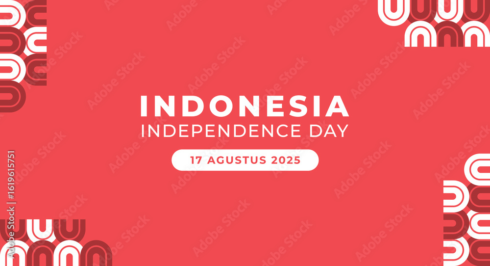 Obraz premium Indonesia Independence day pattern background. Red and white abstract geometric template poster and banner background. Indonesia national day graphic element design.