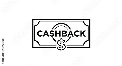 Cashback icon with dollar symbol and bill outline on white background