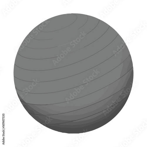 Gray Fitness Ball Pilates Yoga Exercise - Vector Illustration