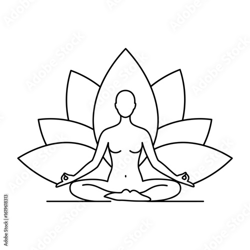 Yoga Meditation Lotus Flower Pose Illustration for Wellness and Mindfulness