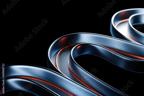 Fusion Motion – Abstract Flow of Strategy, Innovation, Business, Conceptual Breakthrough, Motivation, Metallic Ribbon