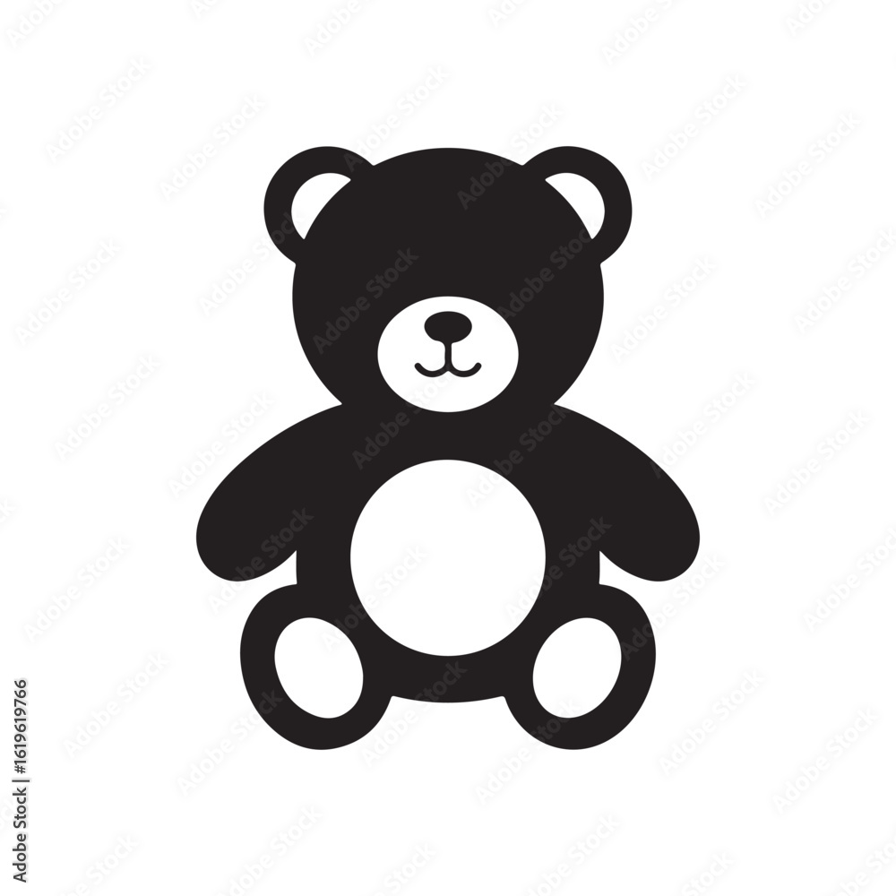 Obraz premium Teddy bear icon silhouette vector flat illustration on white background.