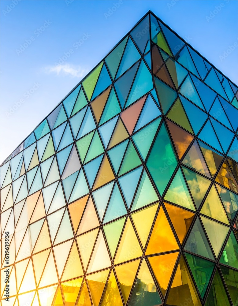 Fototapeta premium Colorful Geometric Glass Building Facade