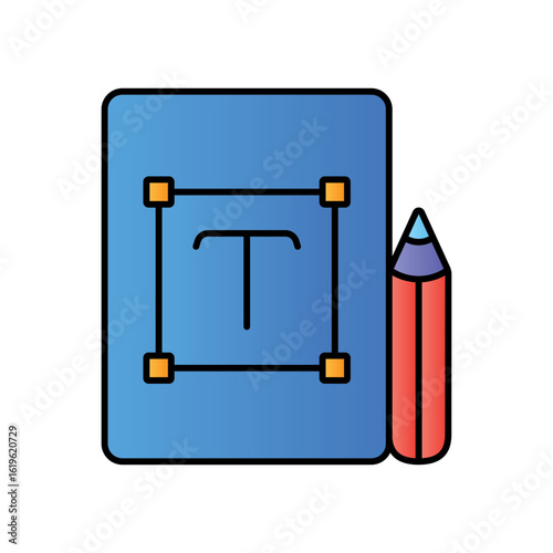 Typography Font Design Lineal Color Icon: Text & Graphic Layout Symbol
