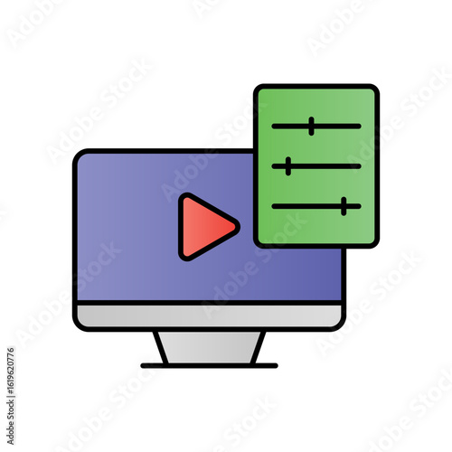 Video Editor Software Lineal Color Icon: Film Production & Digital Media Symbol