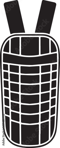 Black silhouette of cricket leg guard with straps protection