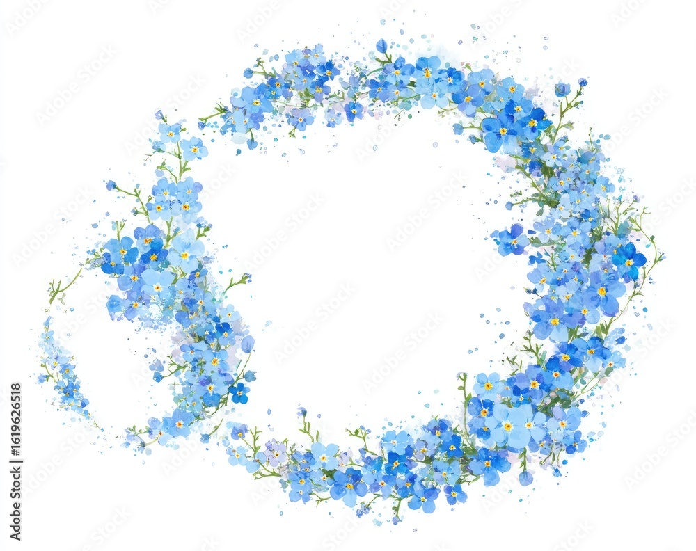 Obraz premium Delicate forget-me-nots wreath