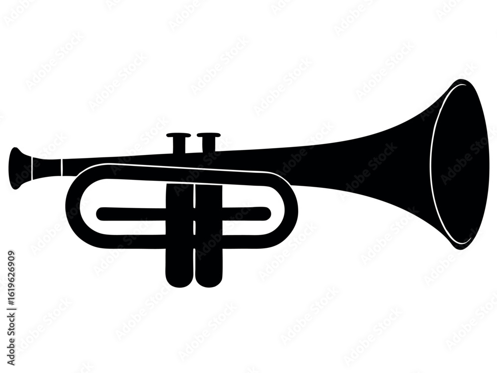 Stunning Black Trumpet Silhouette Graphic Isolated On A Clean White Background Stunning Black Trumpet Silhouette Graphic Isolated On A Clean White Background