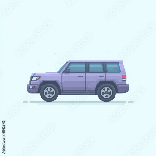 Lilac SUV side view, flat style
