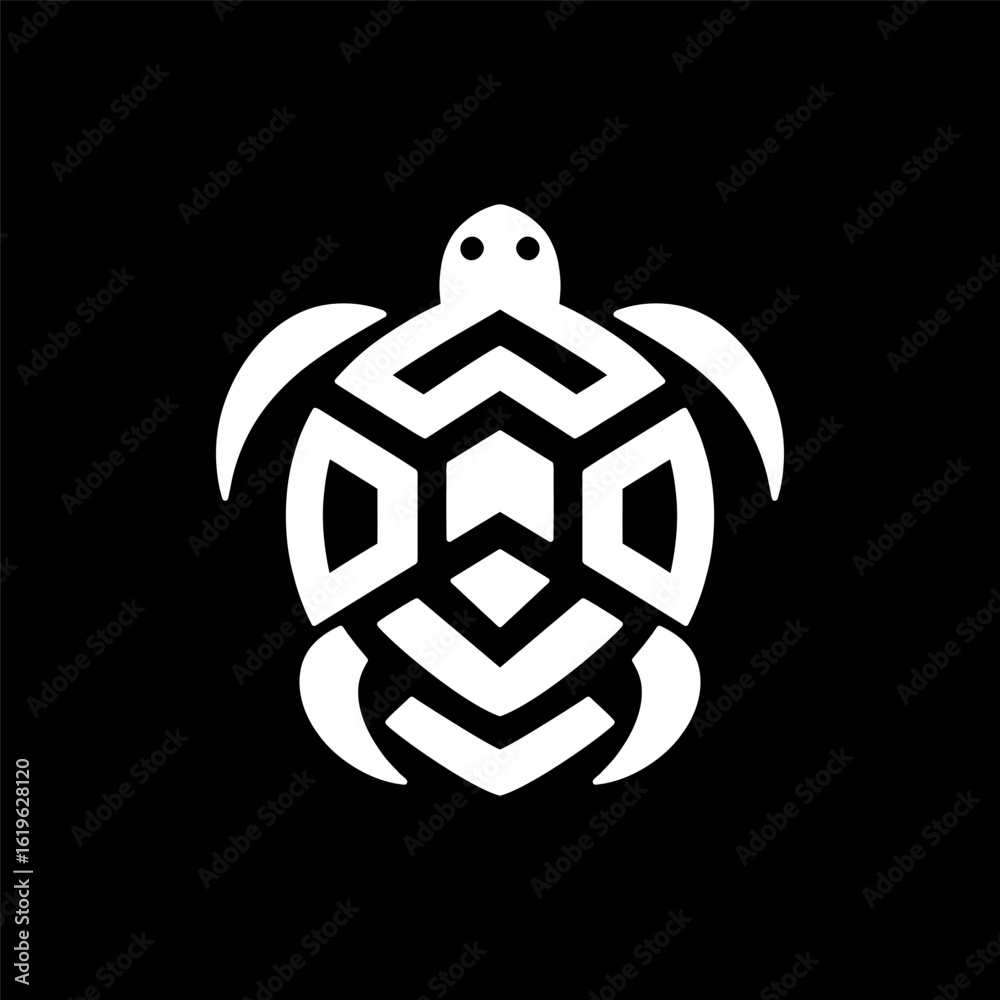 Obraz premium Flat Minimal Turtle Logo Template