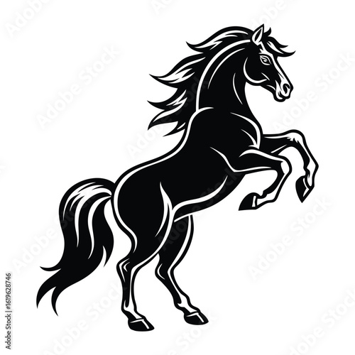 horse vector illustration. standing horse side view vector silhouette