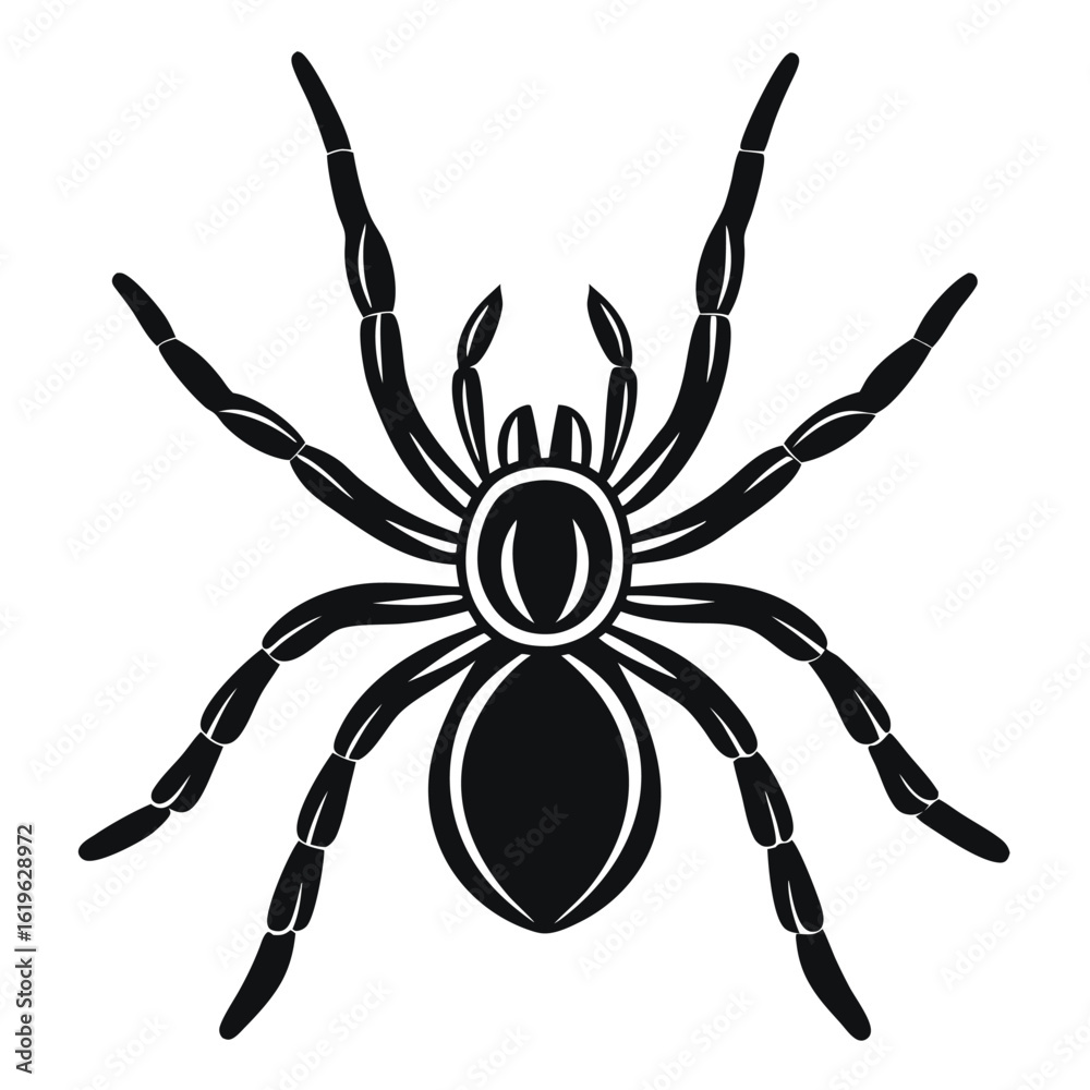 Obraz premium Black tarantula spider silhouette on white background vector