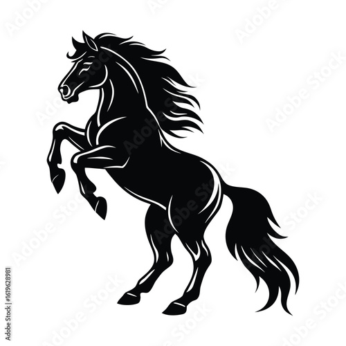 black horse vector illustration. standing horse side view vector silhouette.