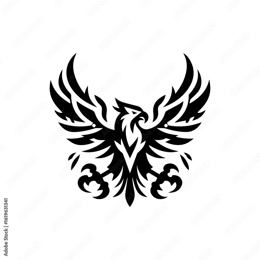 Obraz premium Minimalist tribal eagle in flight with gaming claws