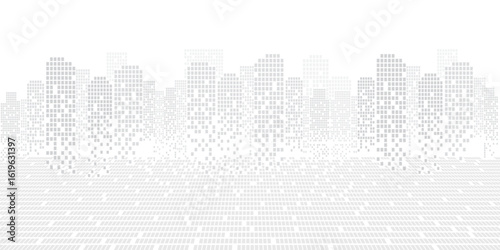 Modern city skyline life abstract background design with square design concept. Bright city skyscraper silhouette. Vector illustration in flat design.