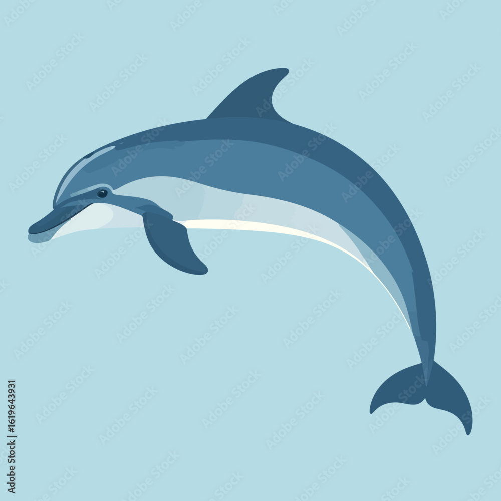 Obraz premium Dolphin leaping, stylized illustration