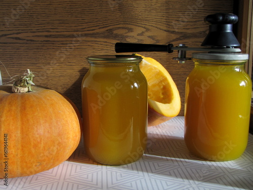 Pumpkin juice. Homemade food preparations.