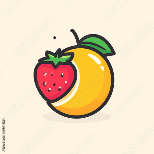 Orange with a strawberry inside