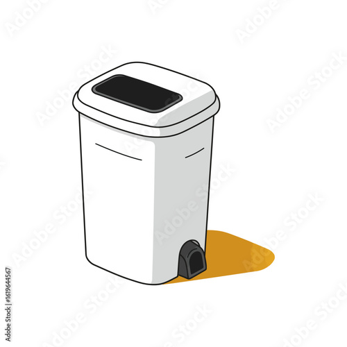White compost bin cartoon illustration for eco-friendly waste disposal