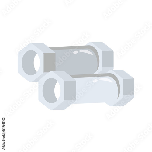 Pipe fitting connector, plumbing installation, pipe connector 2d style vector design