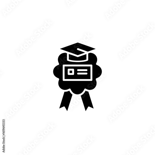 Graduation scholarship badge icon for academic achievement and success