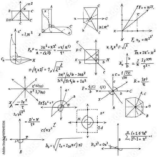 Math formulas background handwritten algebra equations for education