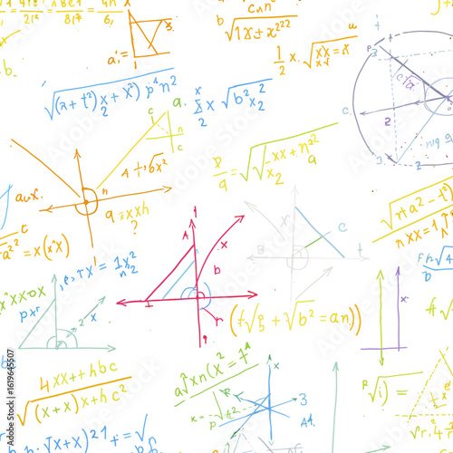 Math formulas and equations on white background education and science