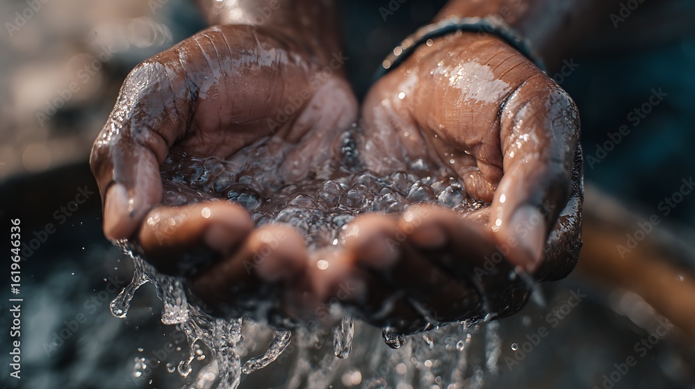 Fototapeta premium Hands Cupping Clean Water.