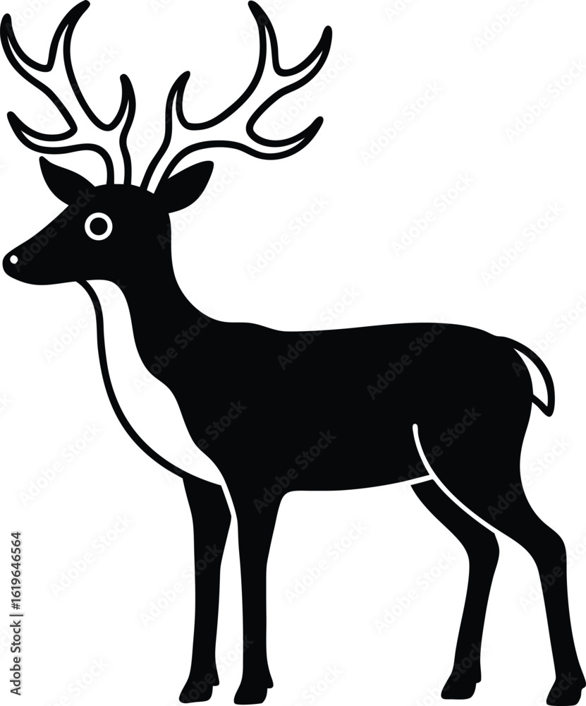 Fototapeta premium Majestic reindeer silhouette vector illustration