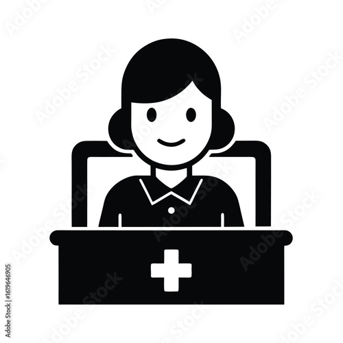 Professional hospital receptionist icon for medical and healthcare services