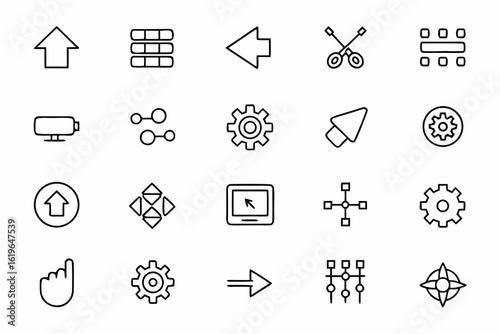 A tech-savvy single-line vector set illustrating the essence of user control, system tuning, and configuration flexibility — ideal for branding materials and explainer visuals