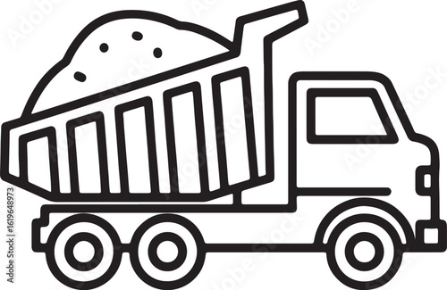 truck with a trailer, Heavy Duty Dump Truck: Essential for Construction & Earthmoving Projects, Tipper Truck Vector – Hauling and Building Site Symbol
