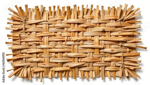 a high resolution, ultra sharp isolated texture sample of thatch weave, placed on a pure white background with no shadow or minimal soft shadows only