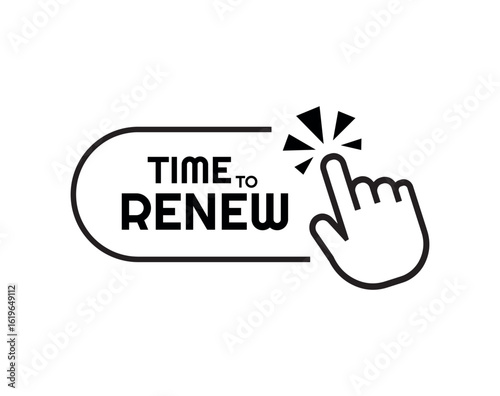 time to renew sign on white ackground	