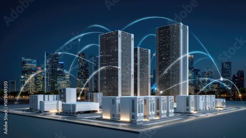 Innovative edge cloud computing solutions transforming urban landscapes nighttime cityscape digital infrastructure futuristic view