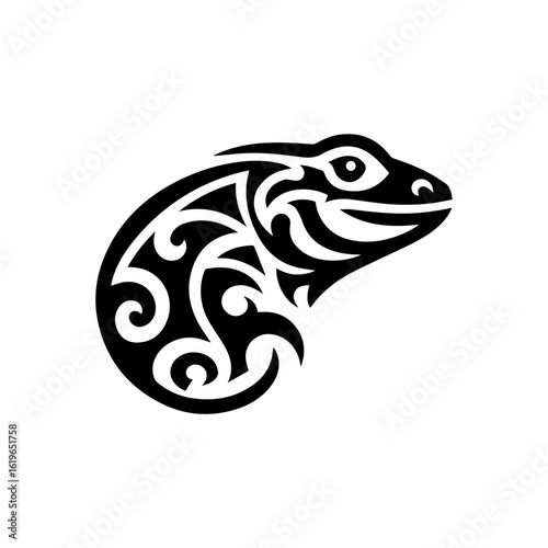 Wallpaper Mural Monochrome tribal lizard head silhouette Torontodigital.ca