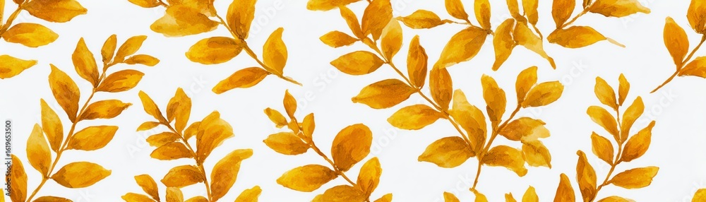 Fototapeta premium Seamless Yellow leaves on a white background, perfect for seasonal designs.