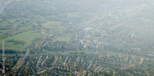 Aerial view of East Twickenham and Richmond-Upon-Thames, West London