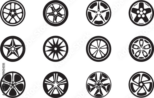 Car wheel silhouette set