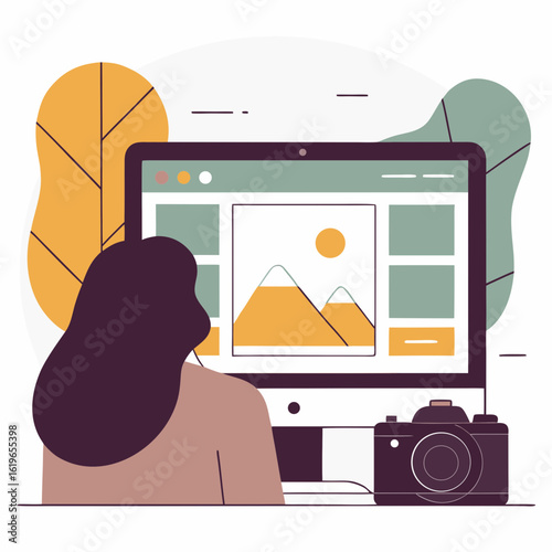 Photographer Editing Images with AI Software