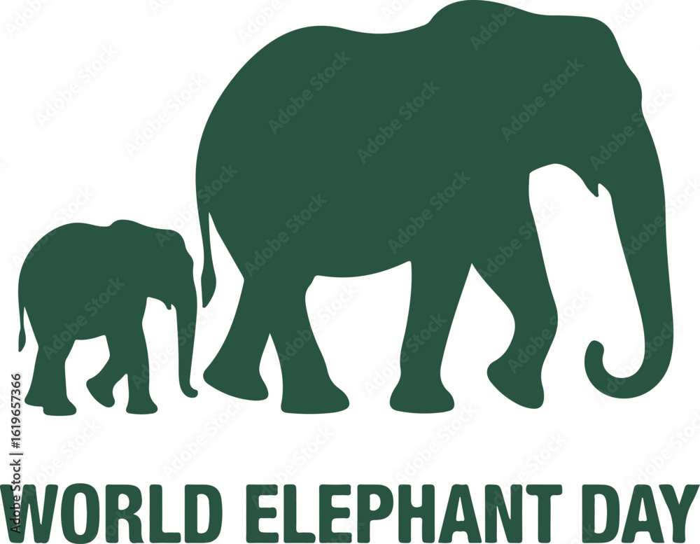 Obraz premium Silhouette of a mother elephant and calf celebrating world elephant day