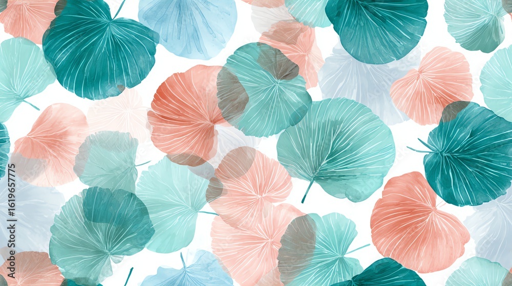 Seamless Colorful leaves arrangement on a white background, perfect for design projects. Seamless Colorful leaves arrangement on a white background, perfect for design projects.