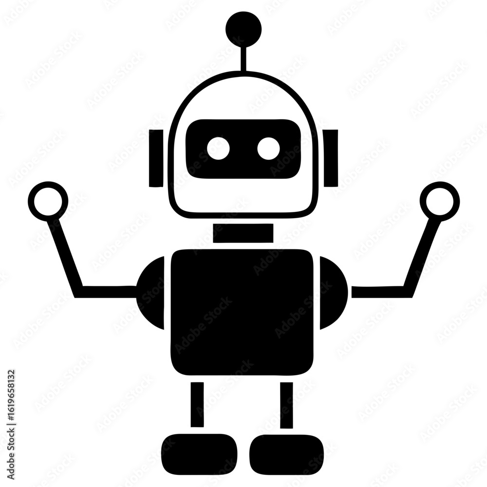 Naklejka premium Smart robot icon for artificial intelligence and automation vector silhouette