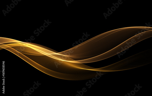 Abstract Gold motion light glow effect. Magic shiny line.