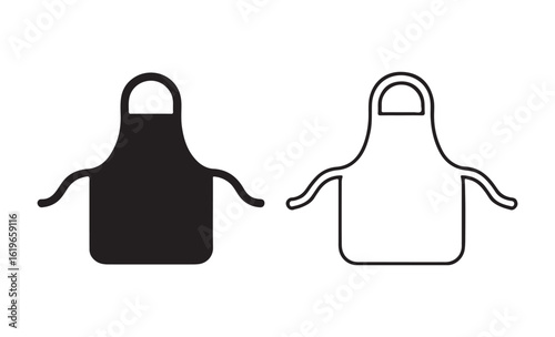 Apron Icon Set Flat Outline Style