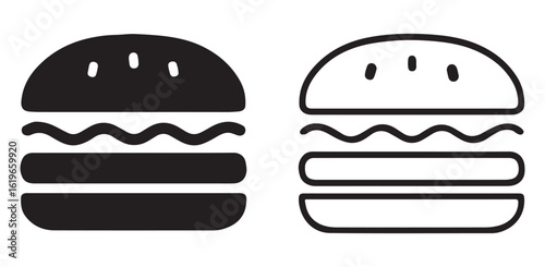 Burger Icon Set Flat Outline Style