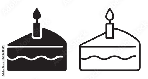 Cake Icon Collection Flat Outline Style