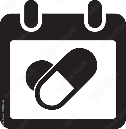 Silhouette vector of a calendar with pills, perfect for dosage reminder, medical, and healthcare designs.