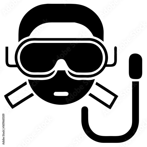 silhouette snorkeling icon vector silhouette