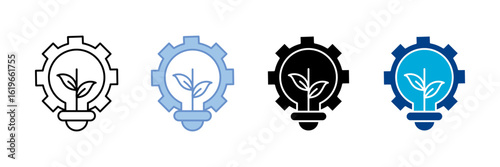 Green Innovation Icon Set Multiple Style Collection